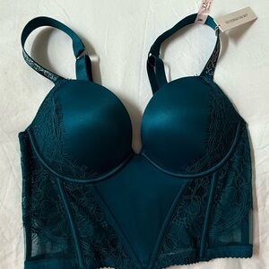 Victoria's Secret Ocean Blue Longline Push-Up Bra with Underwire Support